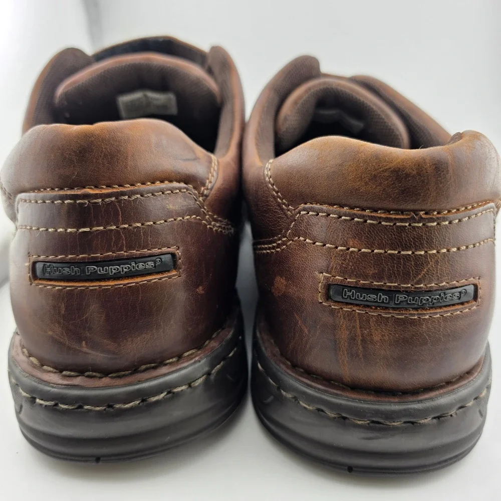 Hush Puppies Jeffrey Leather Strap Loafers Mens 13 Brown GOOD Support Orthopedic